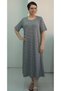 Short-Sleeved Khaki Green Pink Small Heart Patterned Combed Viscose Dress - 4