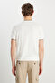 Men's Ecru 100% Cotton Standard Fit Regular Cut Crew Neck Knitwear T-Shirt - 5