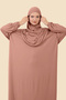One-Piece Hijab Prayer Dress with Plug-In Head Scarf Organic Cotton Elastic Sleeve Non-Slip Combed - 4