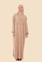 One-Piece Hijab Prayer Dress with Plug-In Head Scarf Organic Cotton Elastic Sleeve Non-Slip Combed - 3