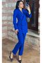 Women's Classic Long Jacket Pants Set Cobalt Blue - 3