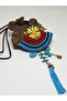 Gold Flower Figured Macrame Ethnic Design Necklace with Turquoise Stone Tassels No 7,8 - 3