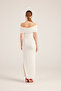 Madonna Collar Slit Long Lilac Dress White - 5
