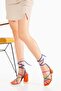 Women's Summer Orange Ankle Strap Thick Heeled Colorful Shoes - 2