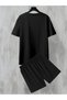 Men's Large Size Printed T-Shirt and Shorts Set - 2