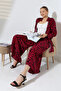 Women's Fuchsia Judge Collar Zigzag Patterned Shirt and Trousers Woven Top and Bottom Set - 4