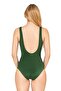 Women's Draped Gathering Dark Green Swimsuit - 2