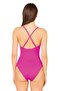 Women's Basic Pink Swimsuit with Thin Straps and Cross Back Detail - 2