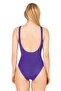 Women's Basic Square Neck Purple Gathered Swimsuit - 2