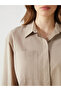 Beige Oversize Poplin Women's Shirt Tunic - 3