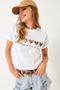 Women's White Short Sleeve Colorful Heart Printed Basic T-Shirt 60602017 - 7
