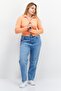 Women Keyhole Long Sleeves Plain Cropped Top, Orange - 3
