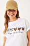 Women's White Short Sleeve Colorful Heart Printed Basic T-Shirt 60602017 - 5