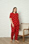 Women's Short Collar Cotton Heart Printed Comfortable Pajama Set - 4