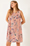 Women's Pink Patterned Viscose Dress 60171041