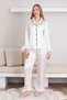 Satin Women's Pajamas Set with Logo and Striped Nightgown Pajamas with Buttons on the Front - 4