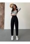 Women's High Waist Carrot Cut Collet Fabric Pants - 4