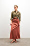 Women's Tile Waist Elastic Flowy Satin Flared Skirt