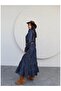 Navy Blue Denim Flared Dress - 7
