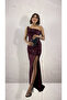 Trend Burgundy Velvet Sequin Dress
