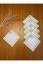 6 Pieces Linen Gold Color Double Row Embroidery Embroidered Square Cocktail Presentation Napkin with Pearls