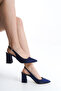 Women's Silk Satin Design Thick Heeled Pointed Toe Ankle Strap Heeled Shoes - 6