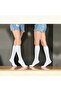 2 Pairs of White Plain Women's Knee-Length High Quality Cotton Socks