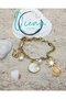Steel Gold Color Chain White Pearlescent Sun Model Pearl Detail Women's Bracelet - 4