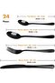 Silverware Set for 6, 24 Pieces Flatware Cutlery Set Stainless Steel Dinnerware (Black) - 2