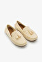 Beige Tasseled Genuine Leather Loafer Shoes Women's Ballerinas - 2