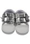 Baby Girl Metallic Gray Glitter Bow Velcro Leather Shoes