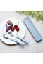 Flatware Set Children Utensils 18/10 Stainless Steel Knife Spoon Fork with Travel Case (Blue) - 2