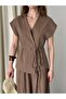Mink Juana Vest Trousers Linen Set - 8591 - 7