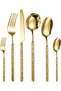 6 Piece Hammered Gold Silverware Sets, 1810 Stainless Steel Gold Flatware Set with Round Handle