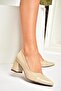U 820620008   Beige Patent Leather Thick Heeled Women's Shoes - 2