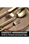 6 Piece Hammered Gold Silverware Sets, 1810 Stainless Steel Gold Flatware Set with Round Handle - 5