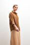 Women's Brown Soft Textured Oversize Modal Long Sleeve Shirt - 3