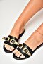 U 250110109   Black Buckle Women's Slippers - 3