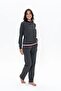 20112 Women's Anthracite Melange Long Sleeve High Neck Pajama Set - 2