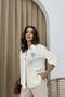 Women's Flower Pattern Embroidered Linen Shirt - 5