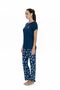 20105 Women's Navy Blue Short Sleeve Pajama Set - 2