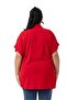 Large Size Red Blouse with Tie-Up Detail at the Collar and Low Half Sleeves - 3