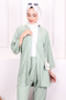 Mint Green Wrap Kimono Pants Set - 3