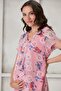 IŞIL 4487-Pleat Collar White Rose Short Sleeve Mini Maternity Dress - 2