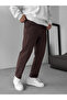 Brown Textured Basic Cotton Trousers Res-1077 - 3