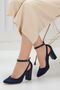 Lillian Heeled Navy Blue Suede Shoes