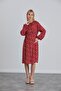 Işşil 4545-Tie-Up Collar Crispy Flower Maternity Viscose Tunic-Dress - 2