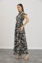 IŞIL E0019-Pleated Pregnant Collar Chiffon Gilet Dress - 4