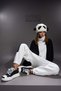 Women's Ecru Black Trousers 16135