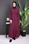 Fuchsia Patterned Skirt Tiered Viscon Dress